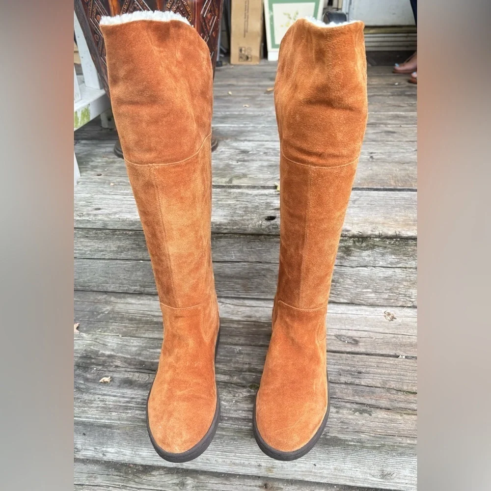 Michael Kors suede boots with a zipper on the back